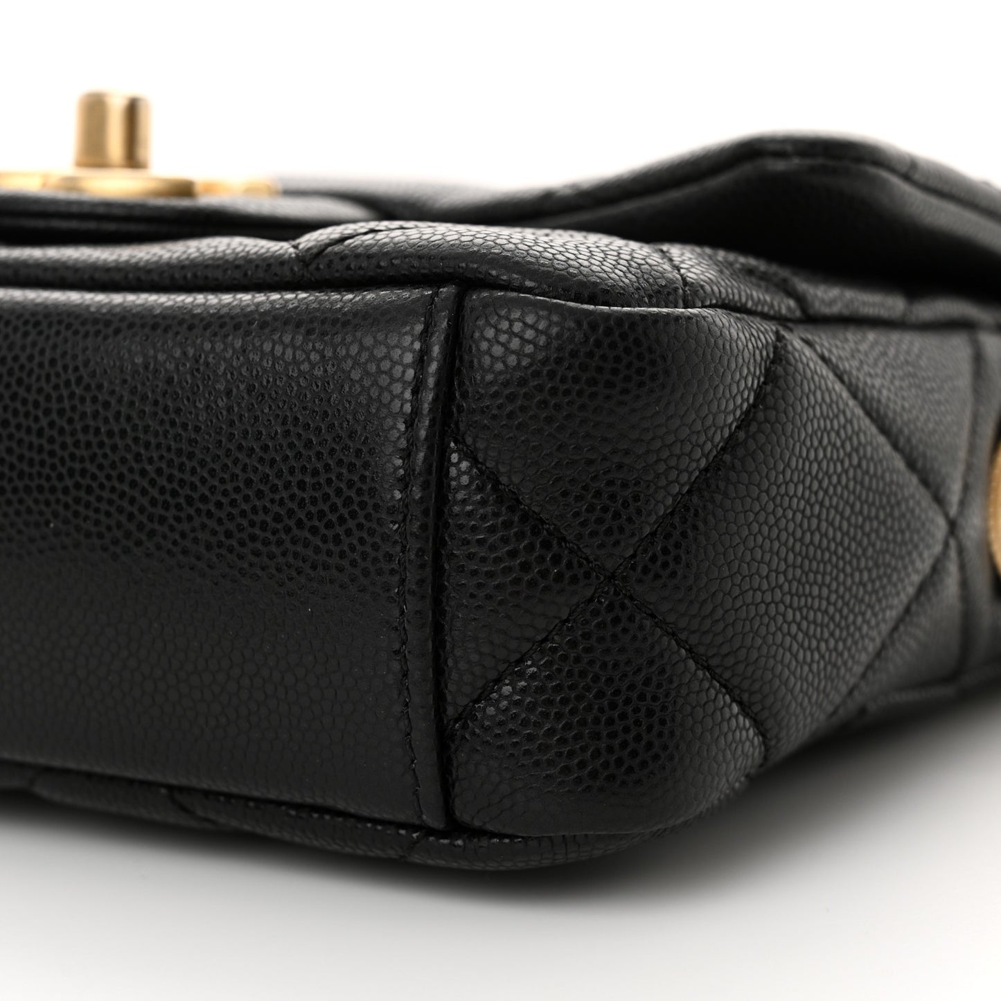 Caviar Quilted Mini Twist Your Buttons Flap Black
