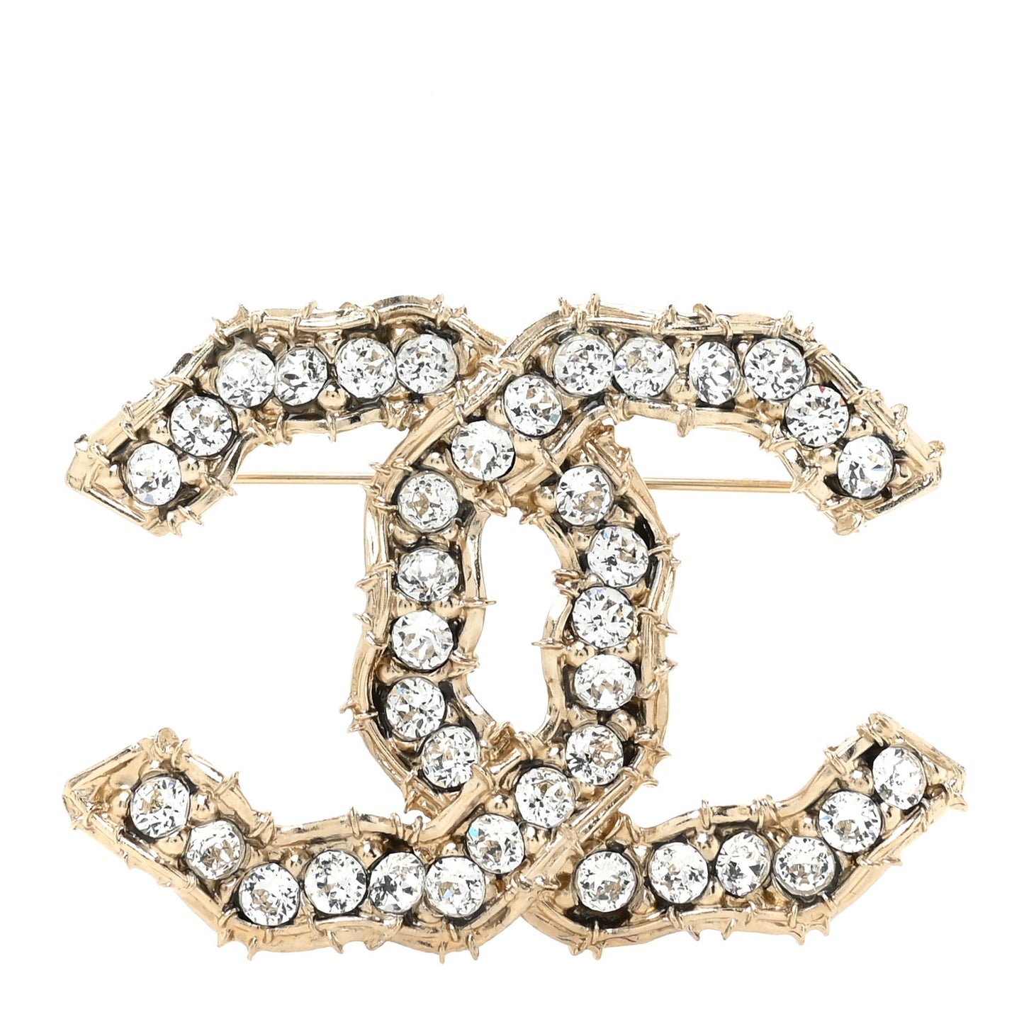 Crystal CC Camellia Express Brooch Gold