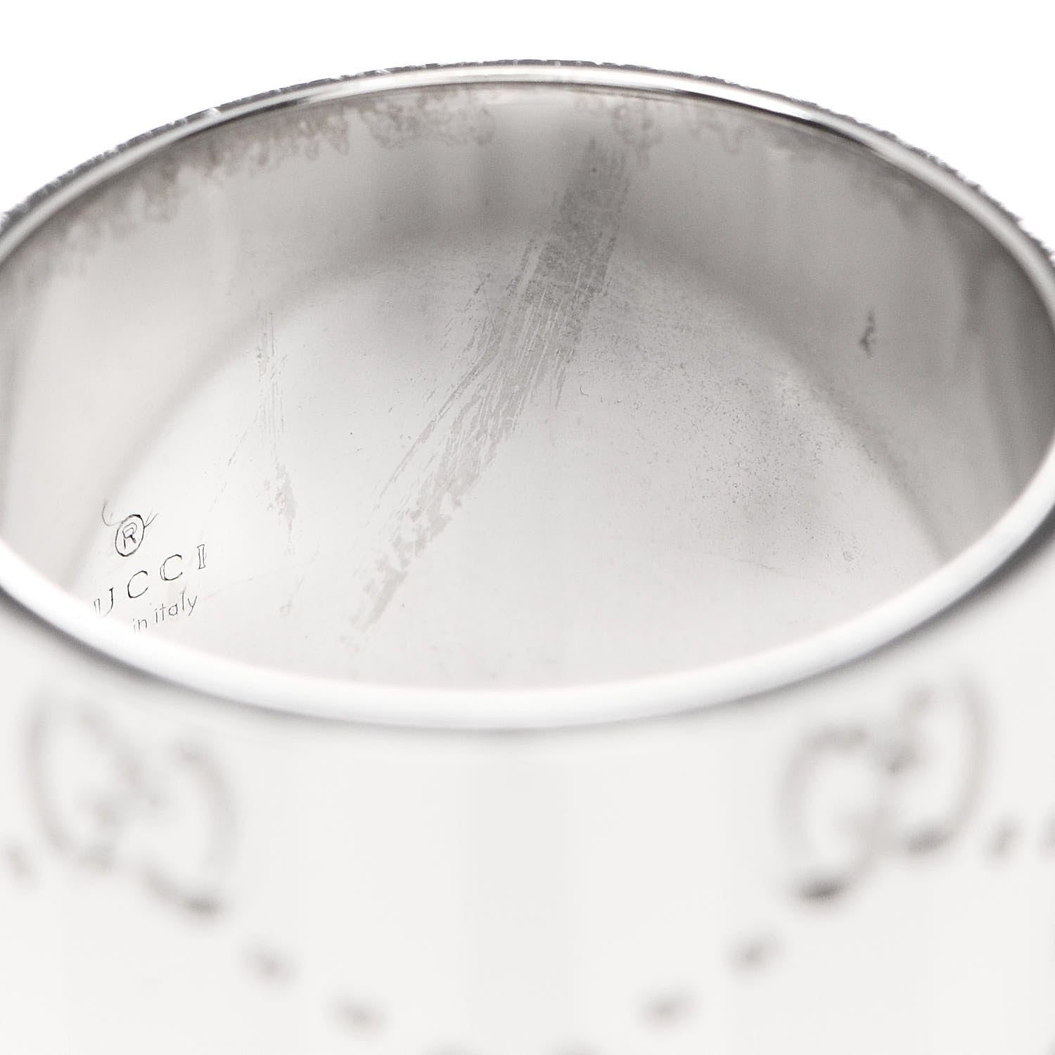 Gucci 18K White Gold 14mm Icon Wide Band Ring 51 5.75 6 of 6