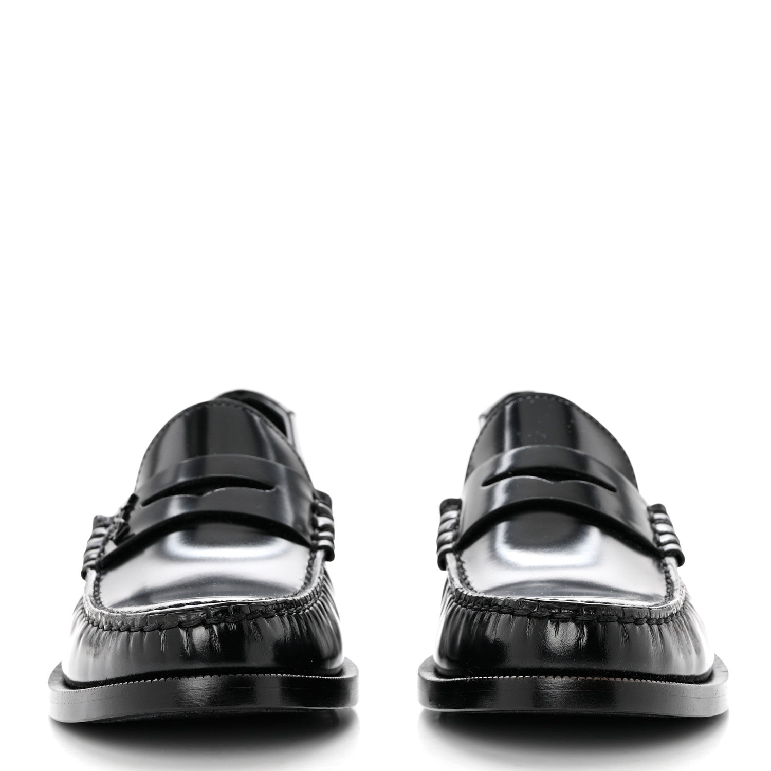 Saint Laurent Calfskin Penny Loafers 37.5 Black 2 of 9