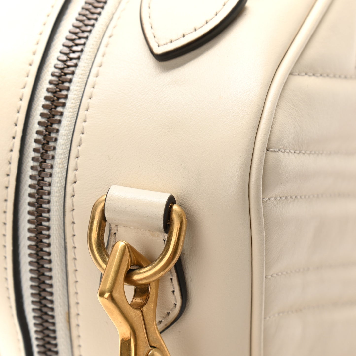 Calfskin Matelasse Sylvie Web Small GG Marmont Top Handle Shoulder Bag White