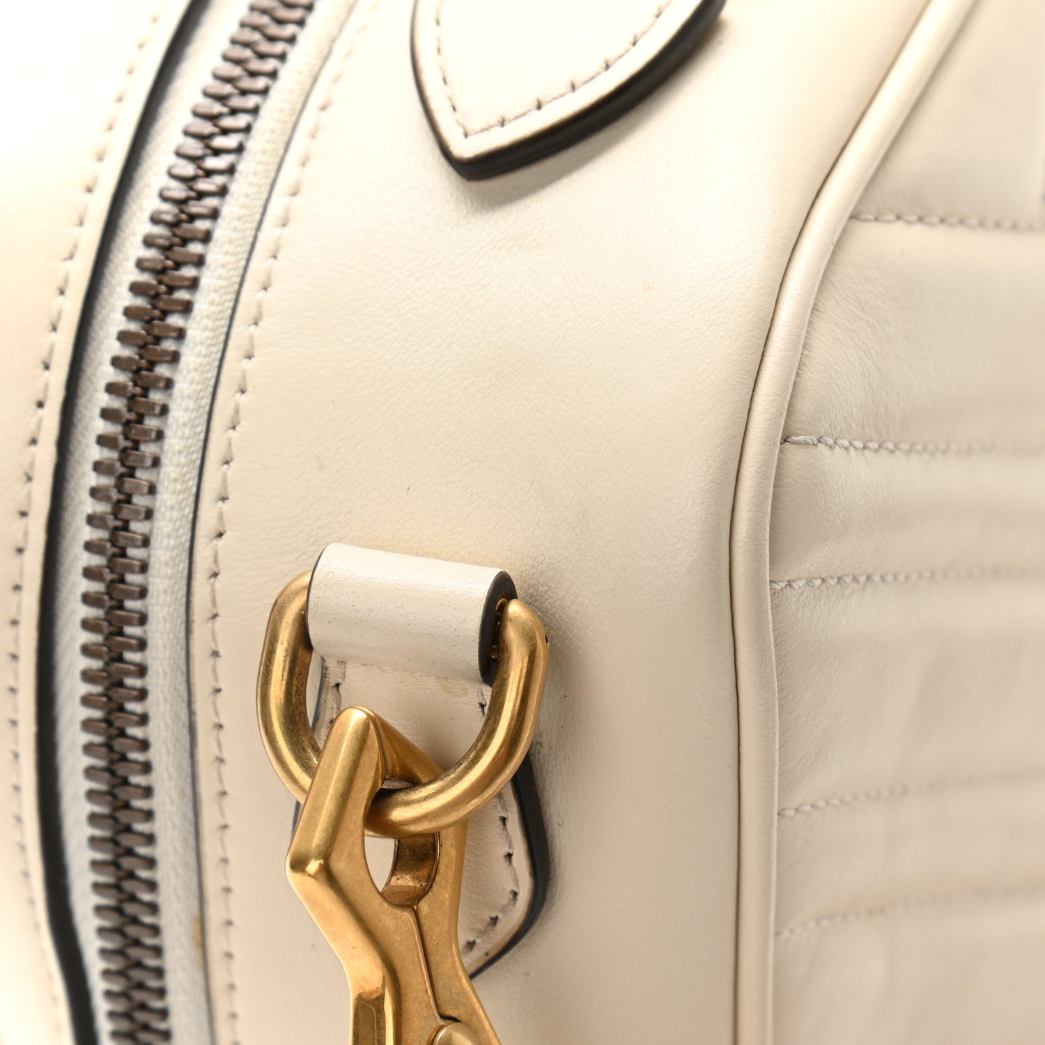 Gucci Calfskin Matelasse Sylvie Web Small GG Marmont Top Handle Shoulder Bag White 13 of 14