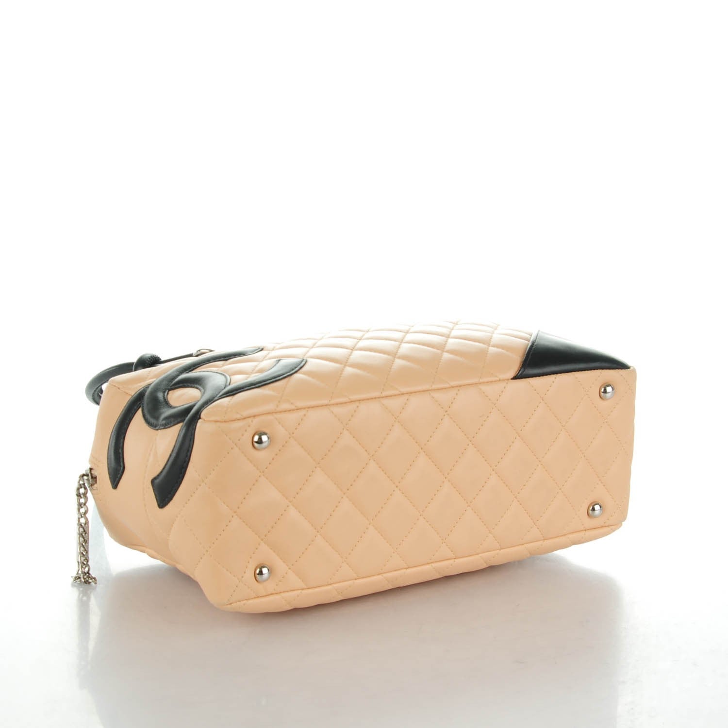 Chanel Calfskin Quilted Large Cambon Bowler Beige Black 4 of 12