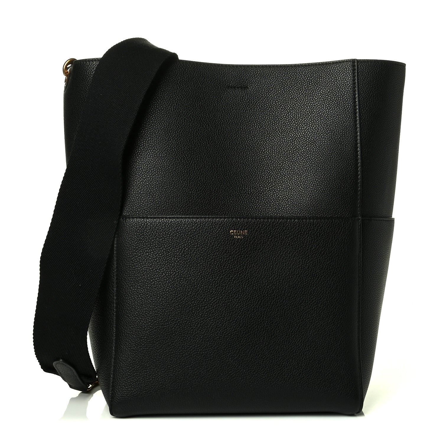 Celine Soft Grained Calfskin Sangle Bucket Bag Black 1 of 11