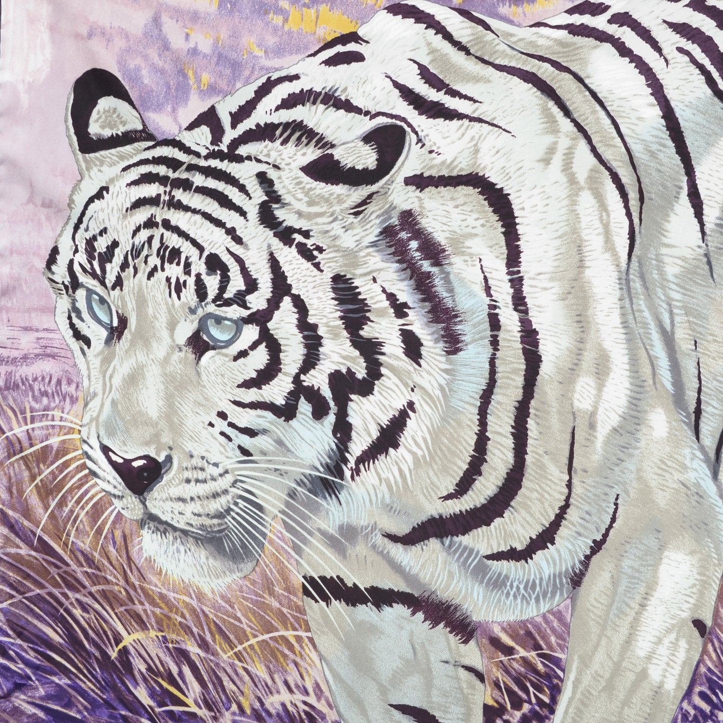 Silk Tigre du Bengale Scarf 90 Violet Gris Noir