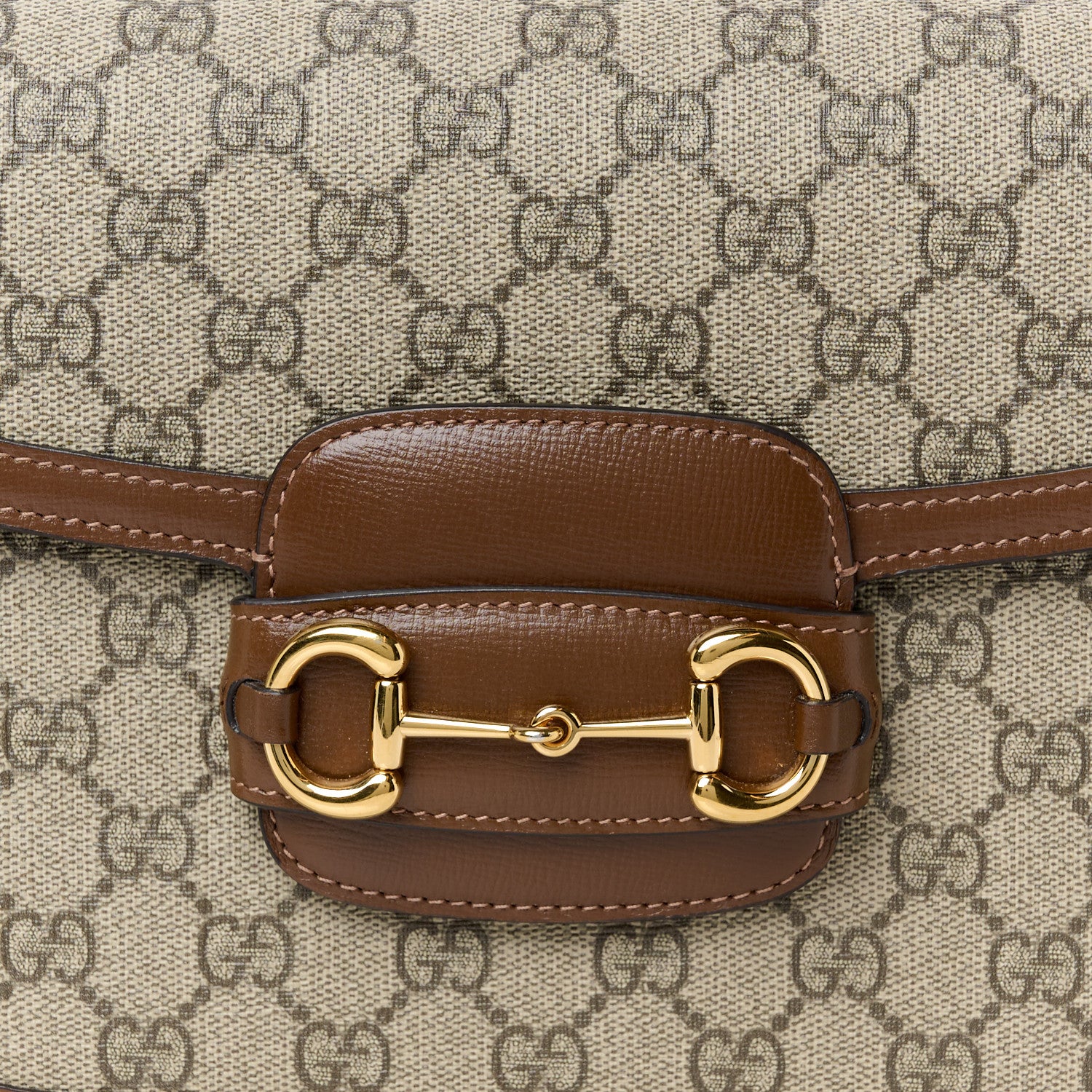 Gucci GG Supreme Monogram Azalea Calfskin Horsebit 1955 Shoulder Bag Beige Brown Sugar 8 of 12