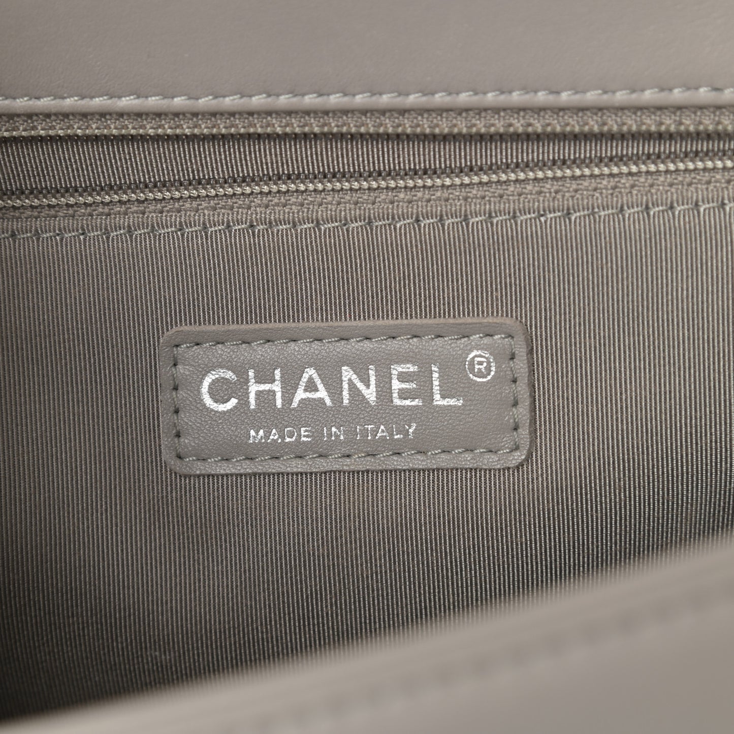 Lambskin Quilted Large Boy Flap Grey