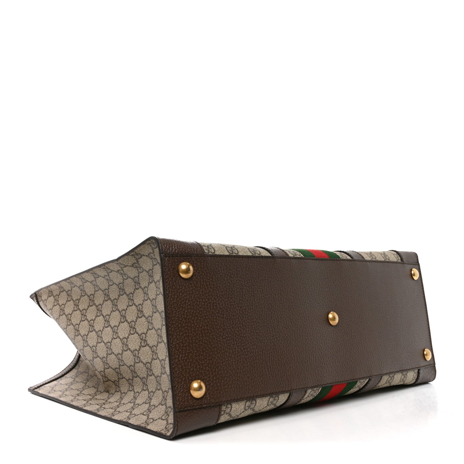 Gucci GG Supreme Monogram Textured Dollar Calfskin Web Large Ophidia Tote Bag Beige Ebony 3 of 9