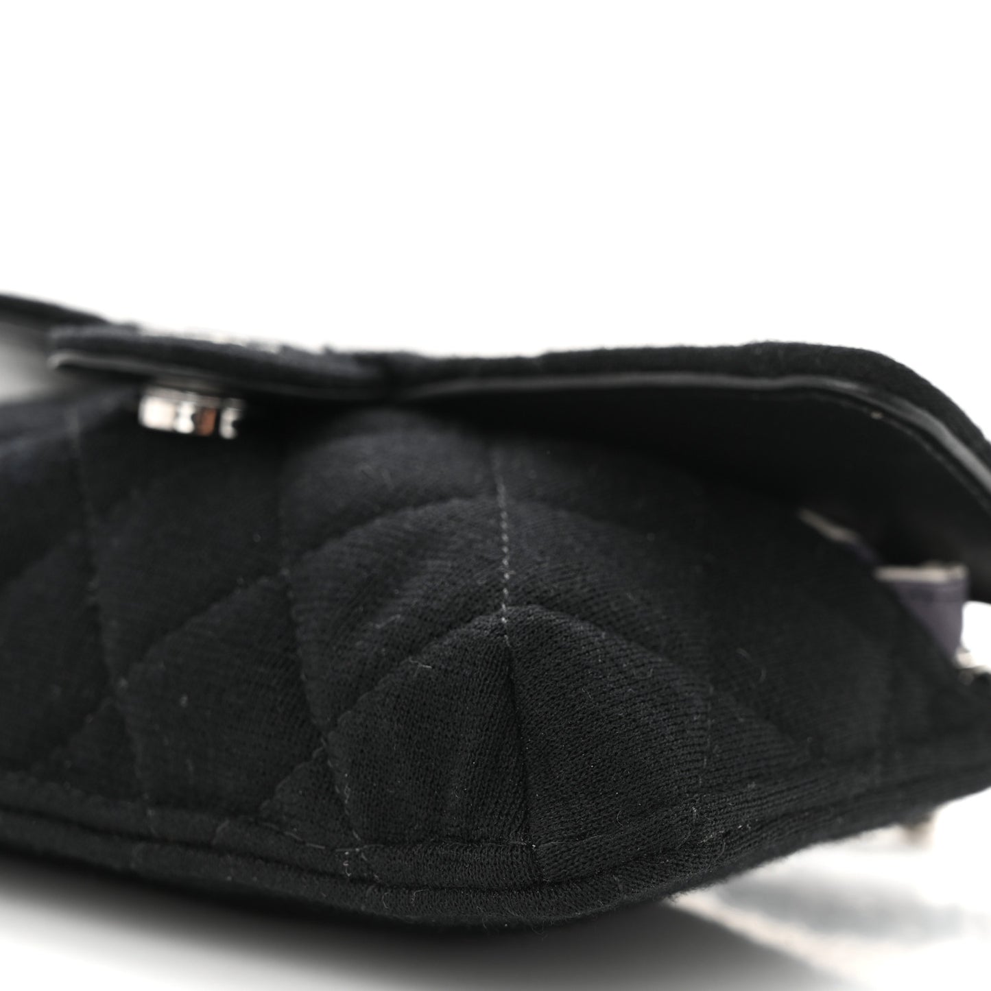 Jersey Fabric Quilted Foldable Tote With Chain Black Multicolor