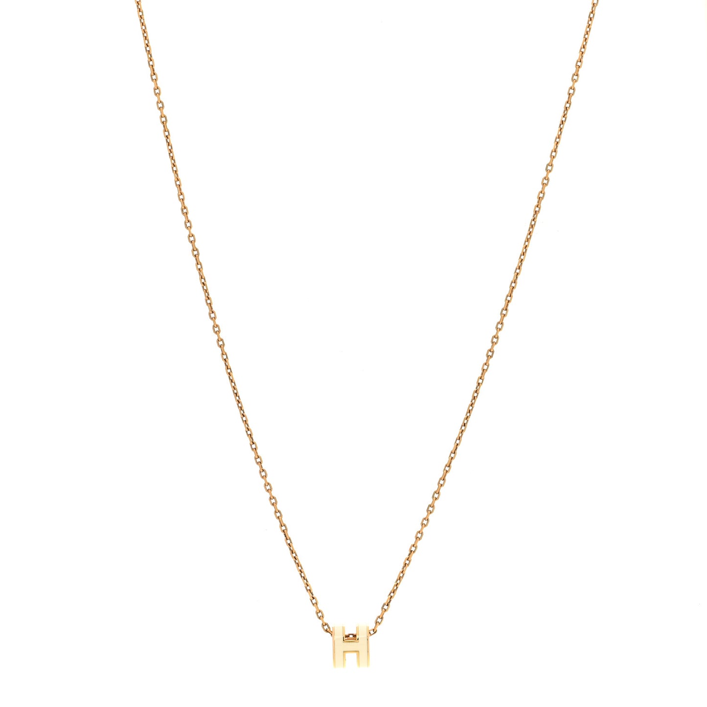 Lacquered Gold Mini Pop H Pendant Necklace White