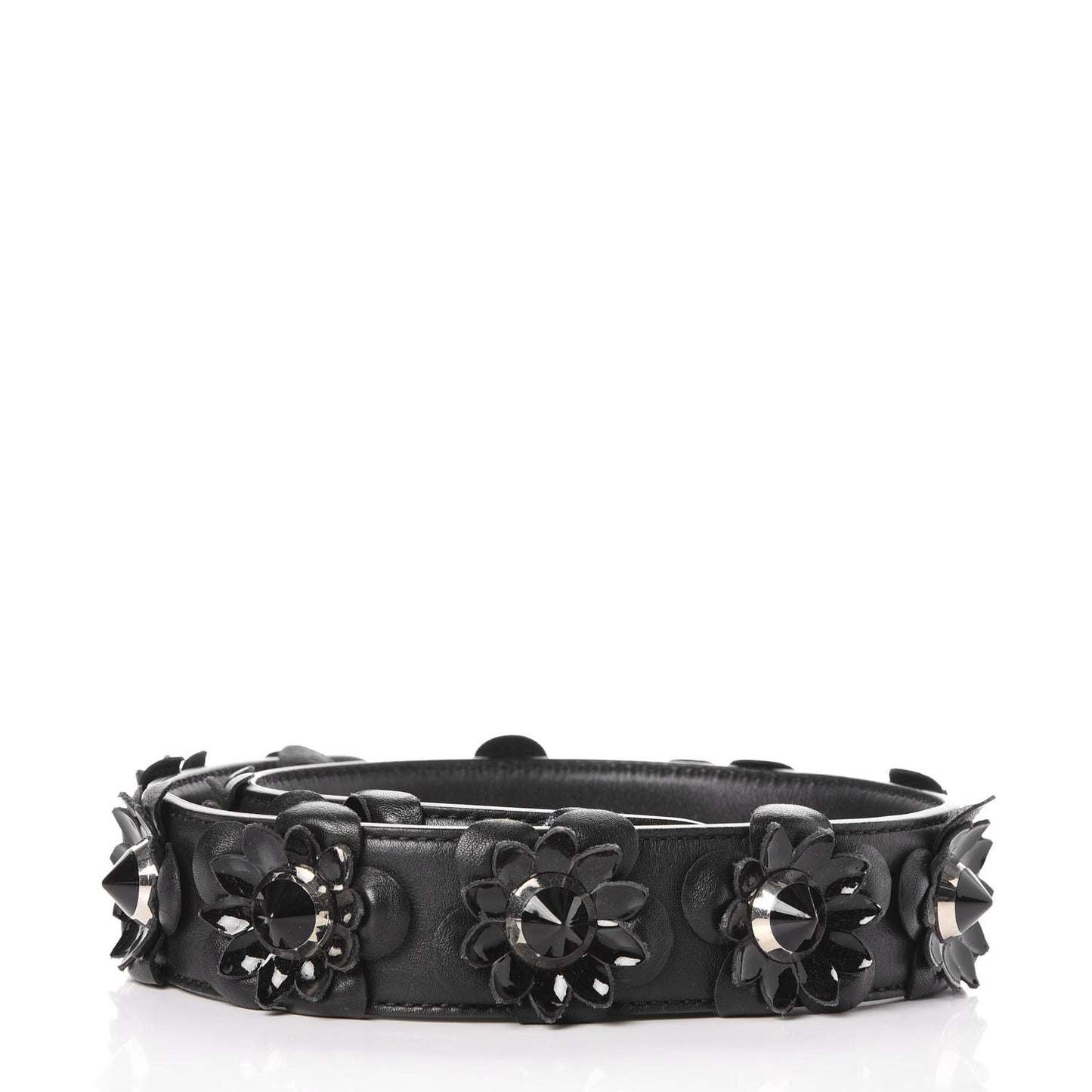 Vitello Dolce Nappa Patent Flowerland Studded Strap You Black