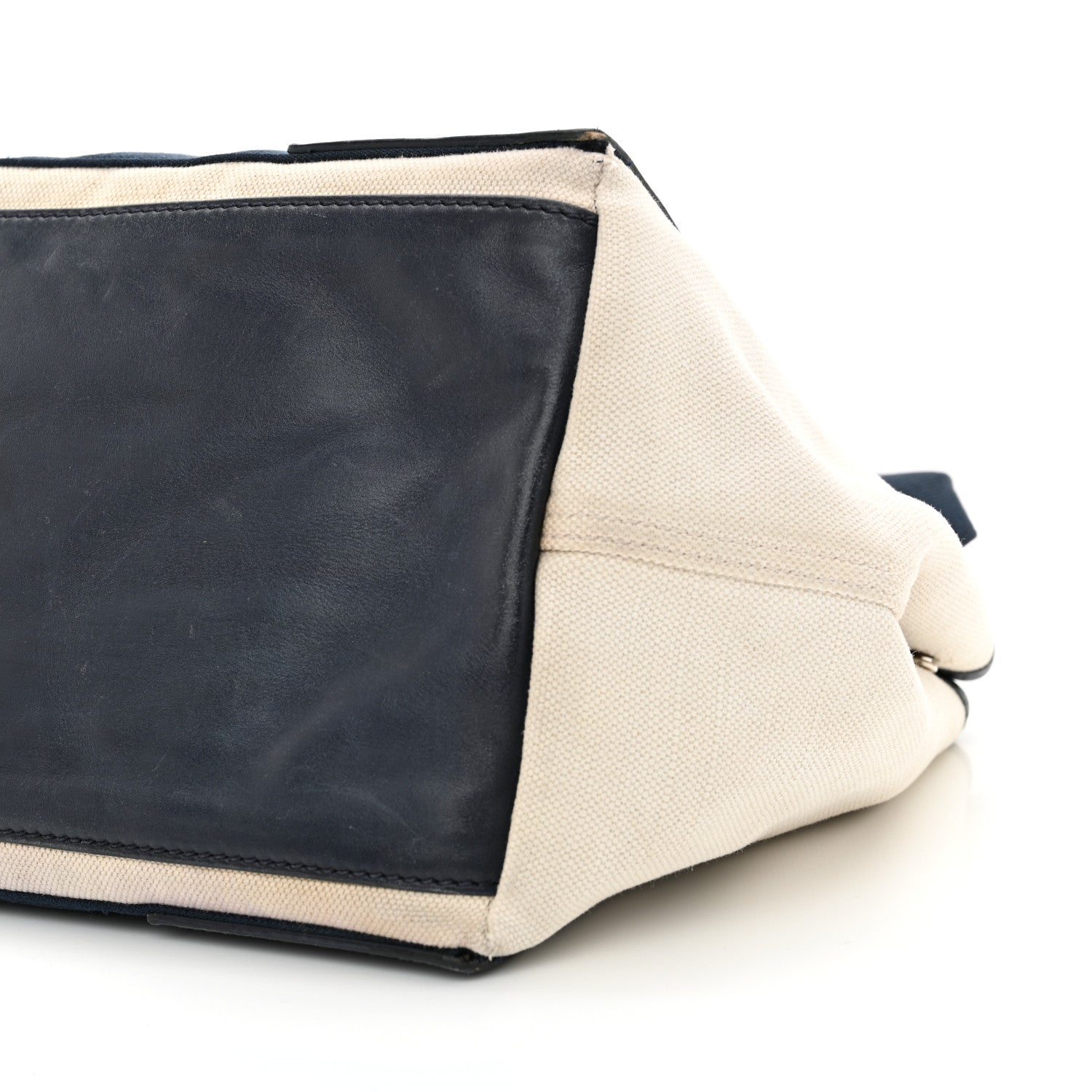 Balenciaga Cotton Canvas Satin Calfskin S Navy Cabas Natural Black 11 of 19