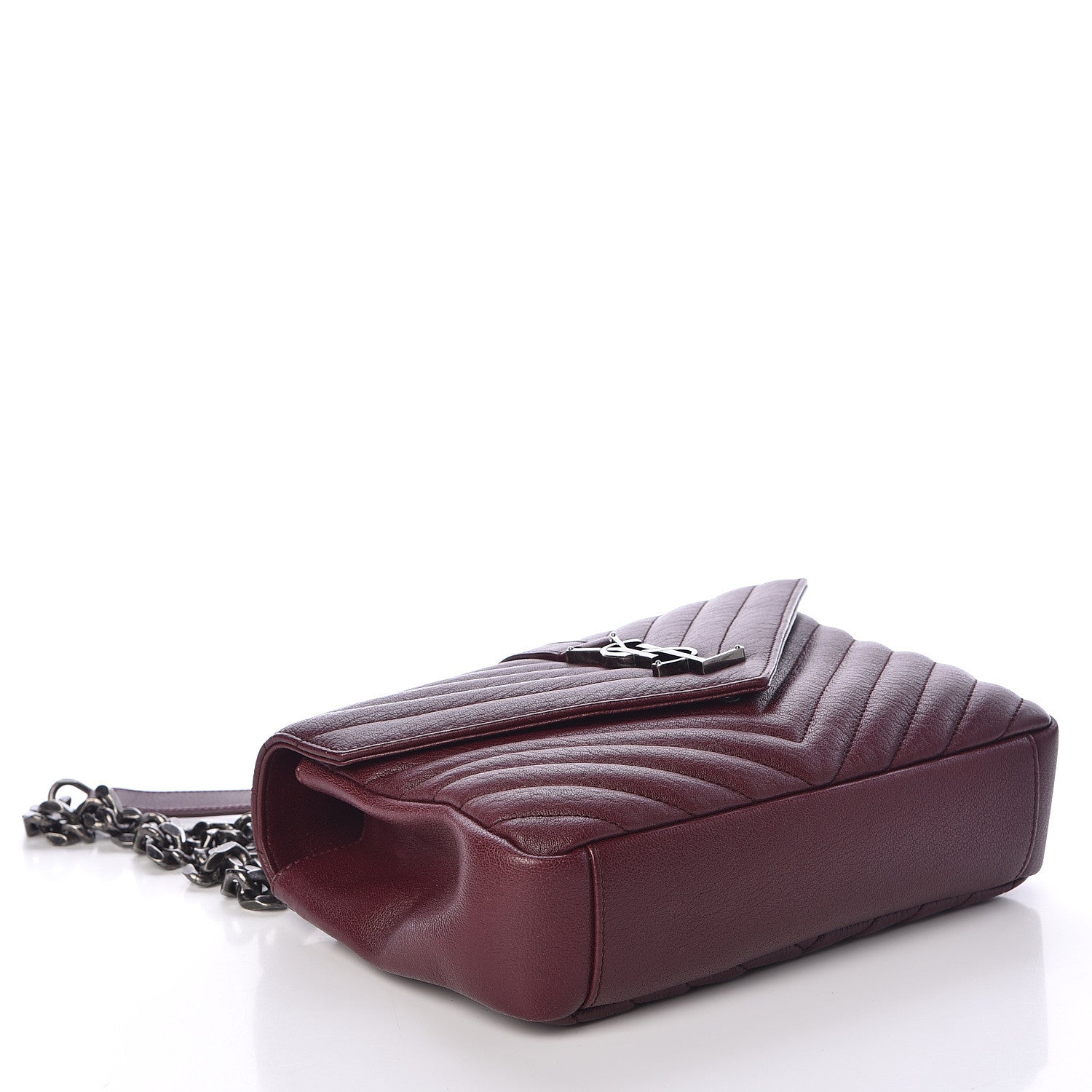 Saint Laurent Sheepskin Matelasse Chevron Medium College Bag Rouge Legion 5 of 11
