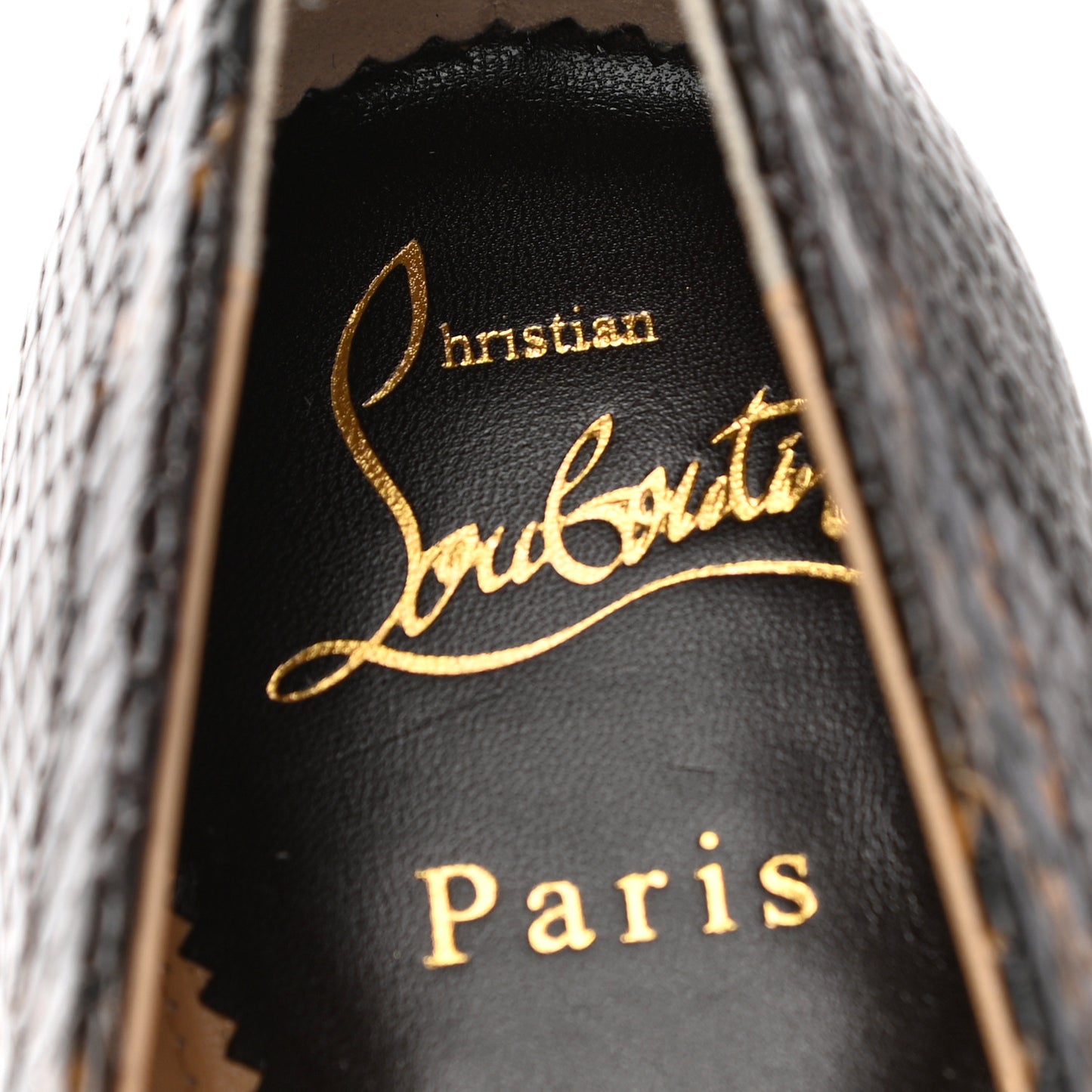 Snakeskin Embossed Mamadrague Flats 36 Dark Brown