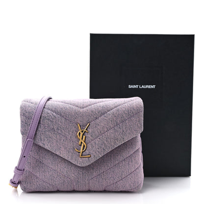 Saint Laurent Denim Y Quilted Monogram Toy Loulou Crossbody Bag Bleached Lilac 9 of 9
