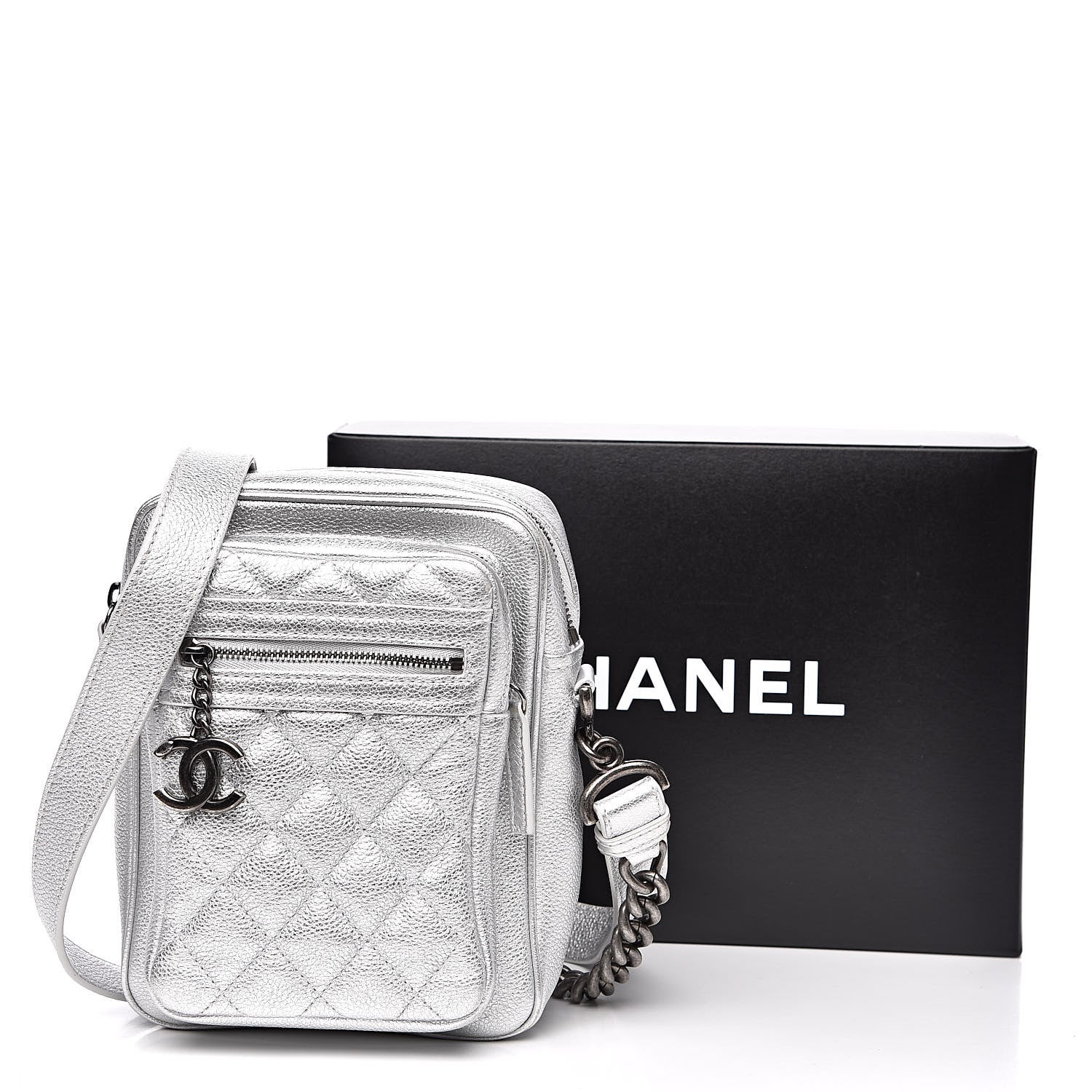 Chanel Metallic Calfskin Camera Case Silver 11 of 11