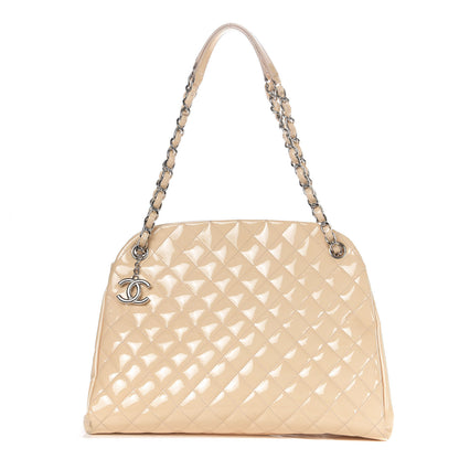 Chanel Patent Quilted Large Just Mademoiselle Bowling Bag Beige 1 of 11