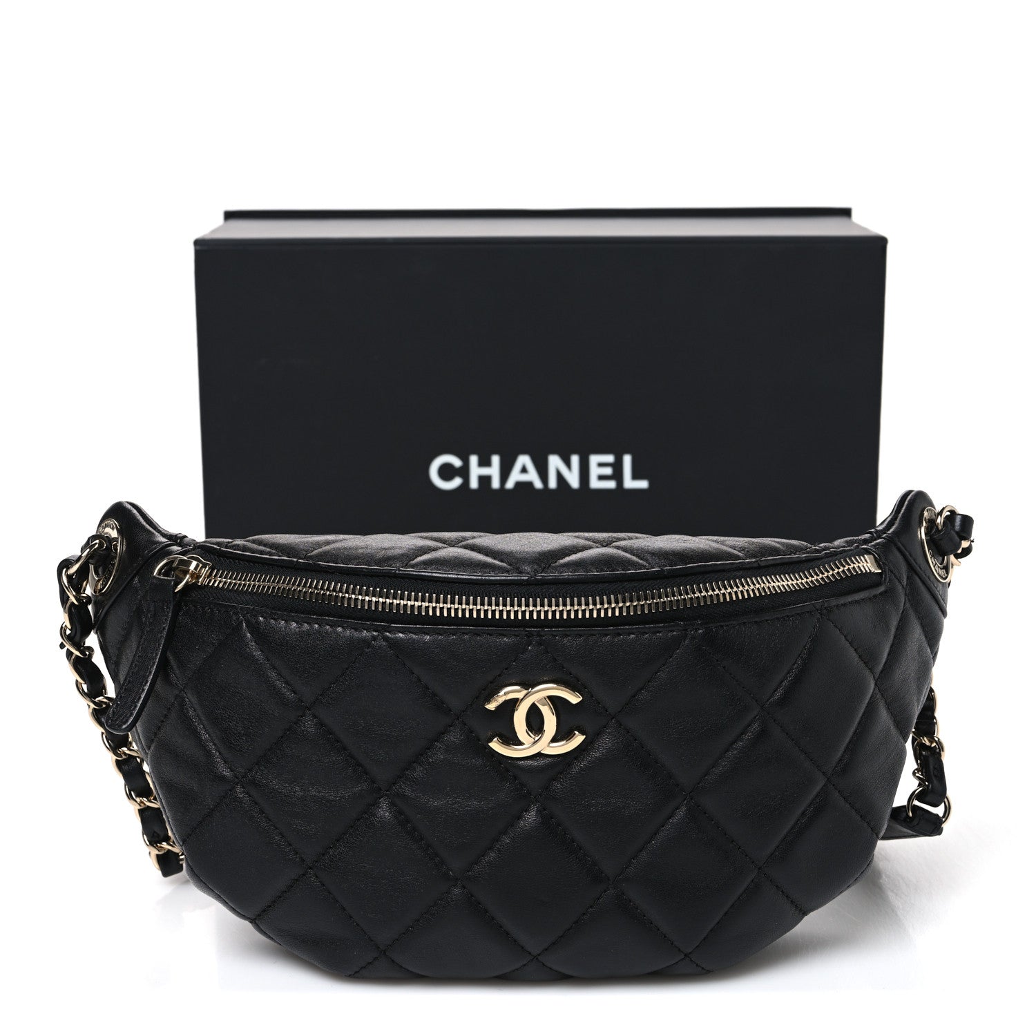 Chanel Lambskin Quilted Waist Bag Fanny Pack Black 12 of 12