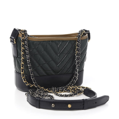 Chanel Calfskin Chevron Quilted Small Gabrielle Hobo Light Brown Blue 2 of 8