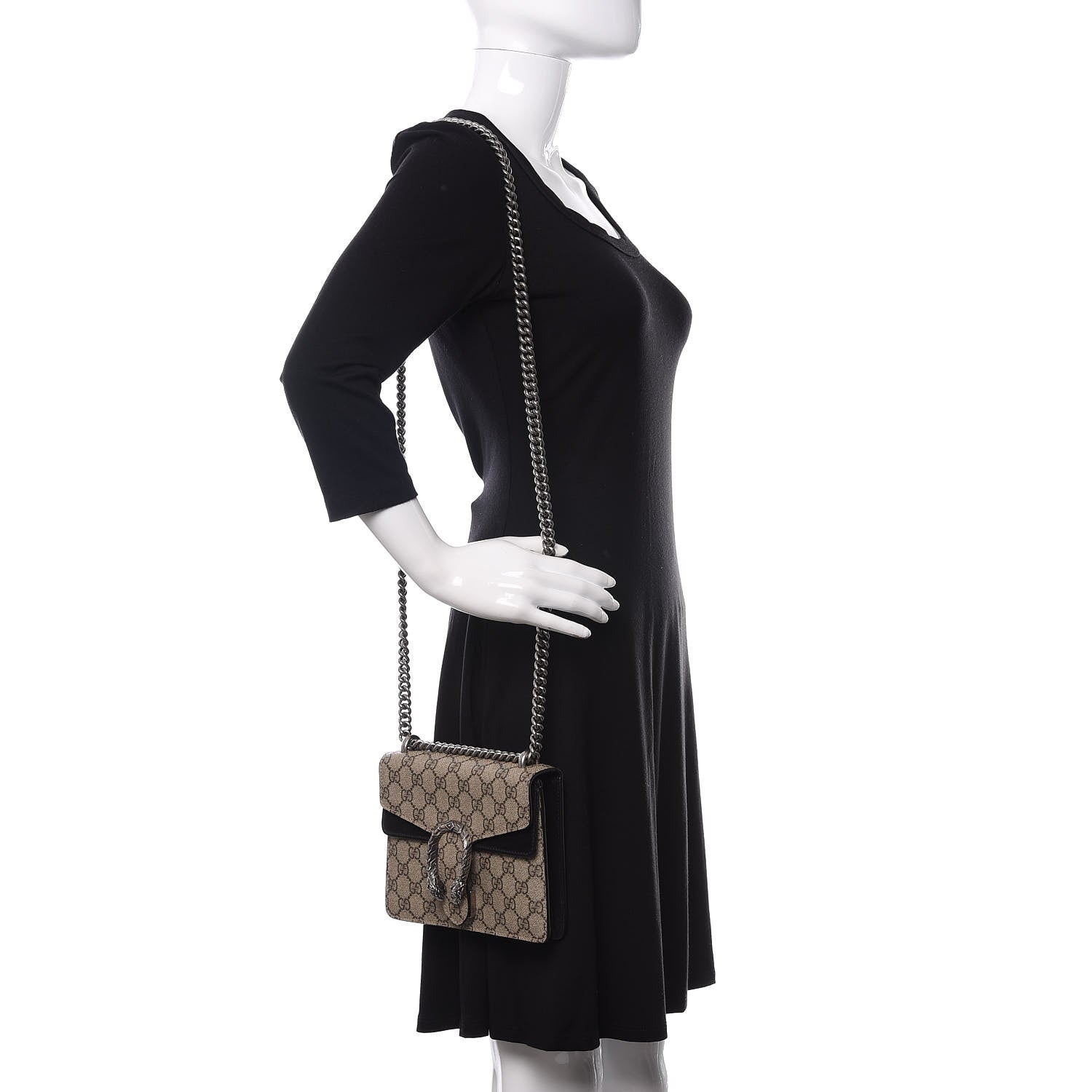 Gucci GG Supreme Monogram Mini Dionysus Shoulder Bag Black 2 of 11
