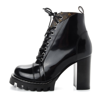 Louis Vuitton Patent Calfskin Monogram Star Trail Ankle Boots 36 Black 1 of 8