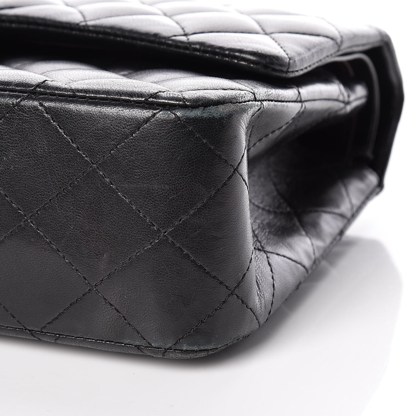 Lambskin Quilted Medium Double Flap Bag Black