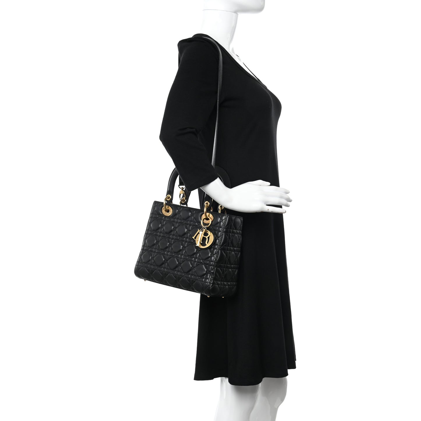 Lambskin Cannage Medium Lady Dior Black