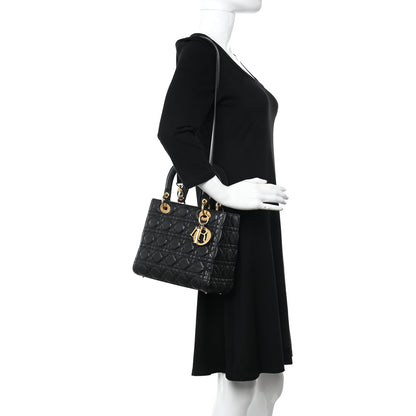 Christian Dior Lambskin Cannage Medium Lady Dior Black 2 of 10