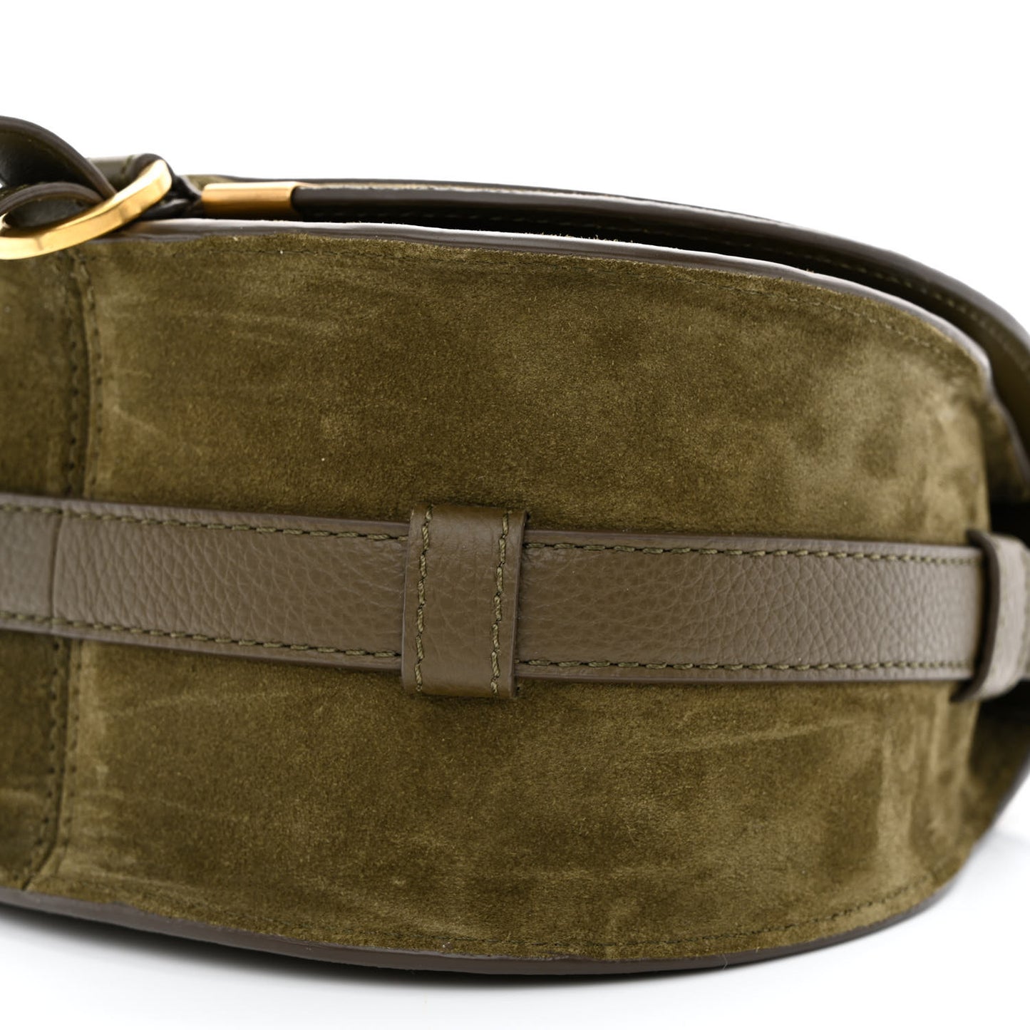Suede Calfskin Small Marcie Saddle Bag Deep Olive