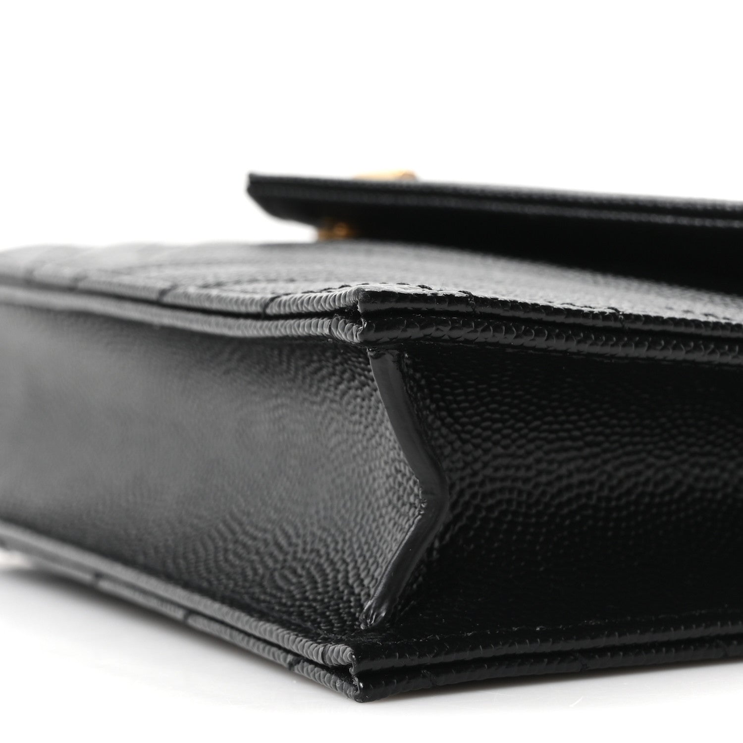 Saint Laurent Grain De Poudre Matelasse Chevron Monogram Envelope Chain Wallet Black 10 of 10