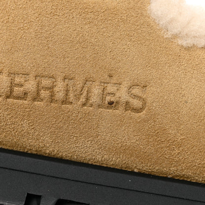 Hermes Suede Goatskin Woolskin Womens Chypre Sandals 38 Golden Beige 9 of 16