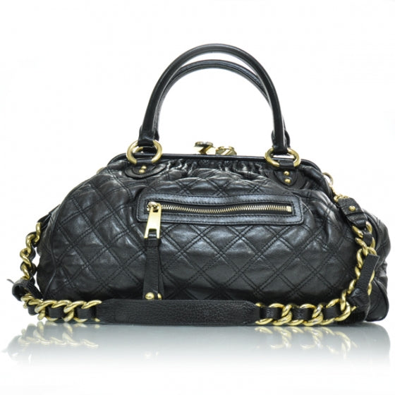 Quilted Leather Stam Black