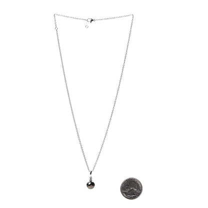 Mikimoto 18K White Gold Diamond Black South Sea Pearl 9mm Pendant Necklace 2 of 5