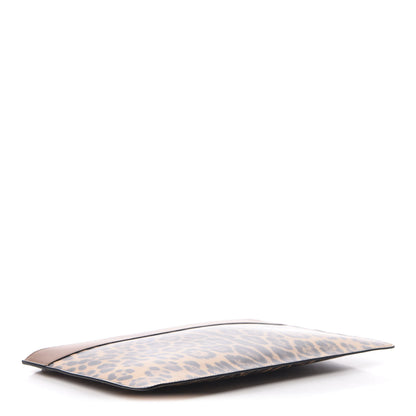 Valentino Garavani Calfskin Leopard Print City Safari Large Pouch Brown 4 of 6