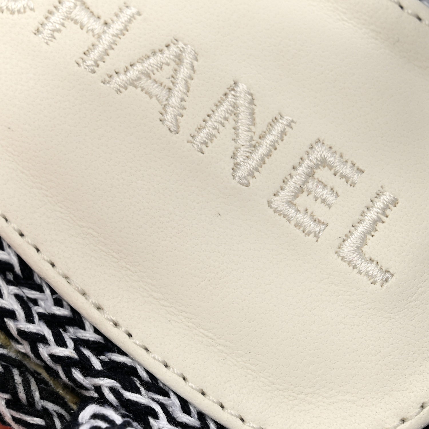 Chanel Lambskin Cord Chain CC Sandals 38 Navy Blue White 11 of 16