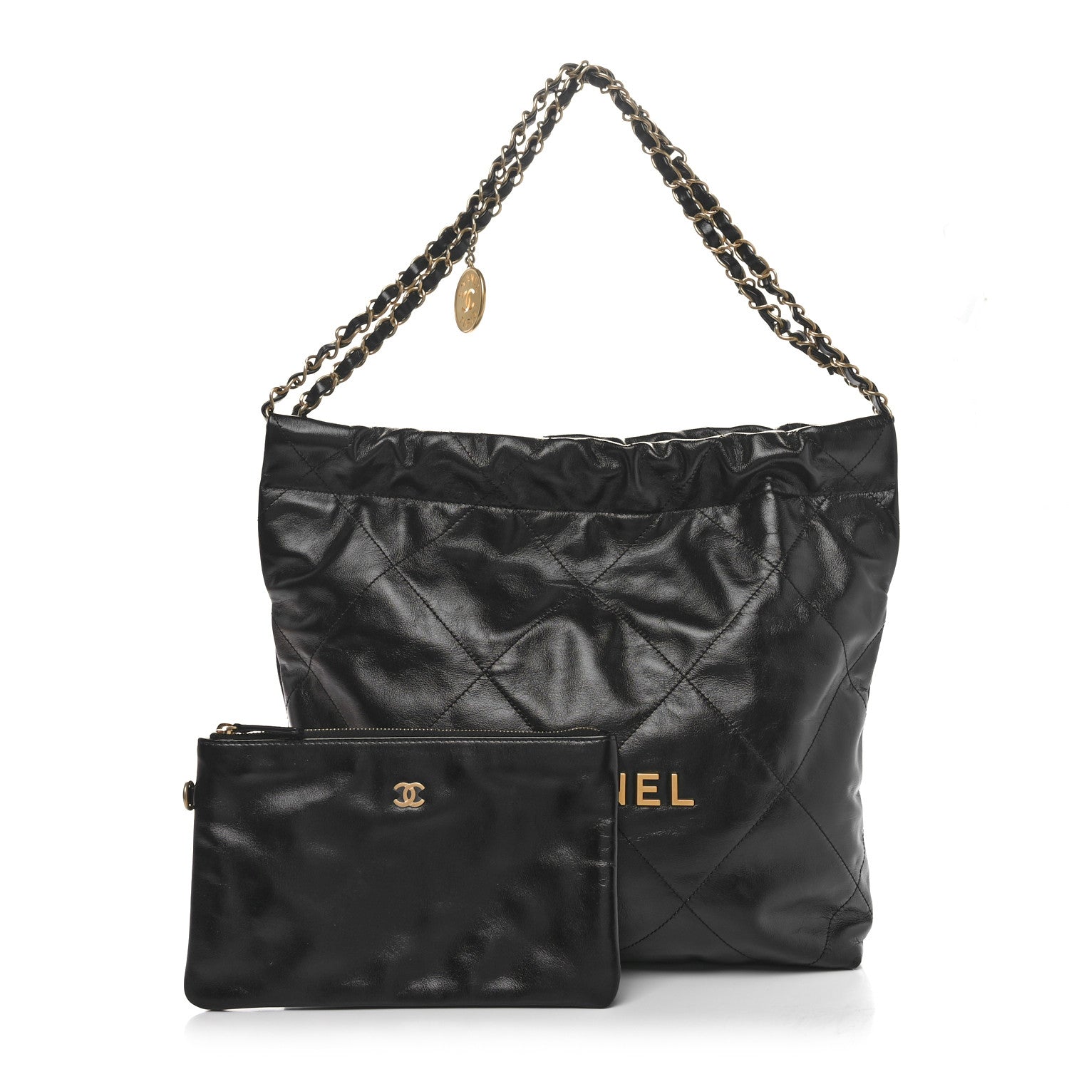 Chanel Shiny Calfskin Quilted Small Chanel 22 Black 2 of 11