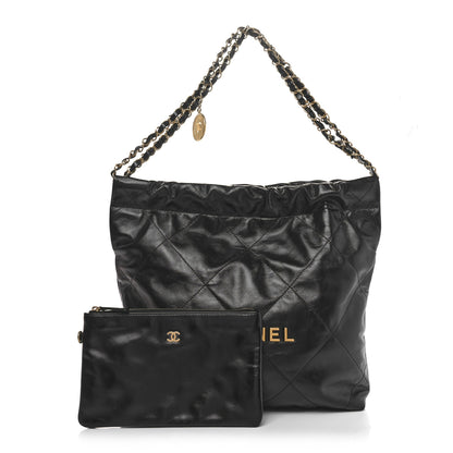 Chanel Shiny Calfskin Quilted Small Chanel 22 Black 2 of 11