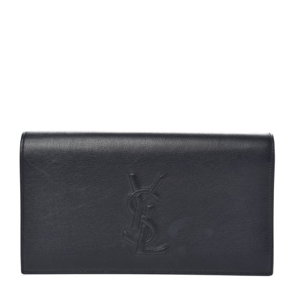 Saint Laurent Calfskin Monogram Large Belle De Jour Clutch Navy 1 of 10