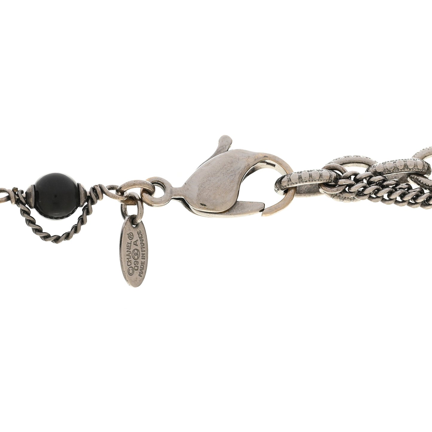 Ruthenium Pearl Beaded CC Choker Necklace Black
