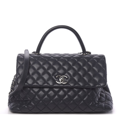 Chanel Caviar Quilted Medium Coco Handle Flap Navy Blue 1 of 14
