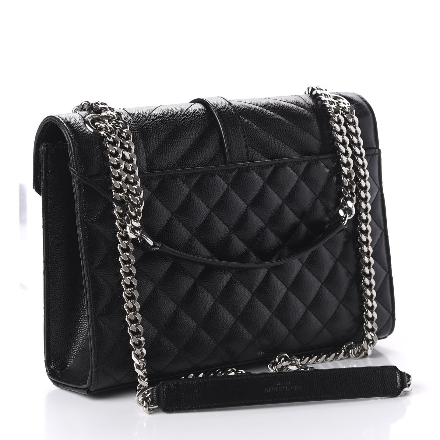 Grain De Poudre Textured Mixed Matelasse Triquilt Medium Monogram Satchel Black