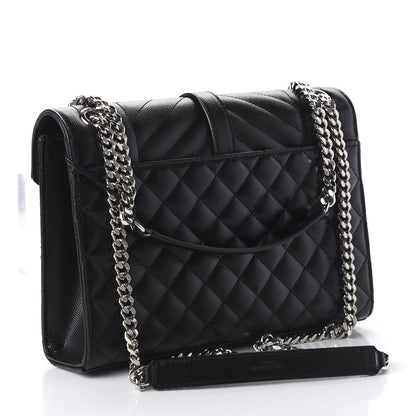 Saint Laurent Grain De Poudre Textured Mixed Matelasse Triquilt Medium Monogram Satchel Black 3 of 9