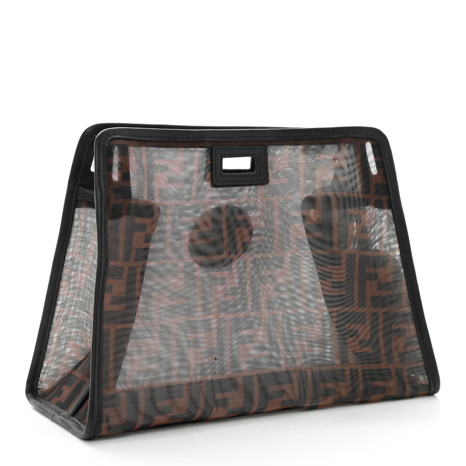 Fendi Mesh Vitello Century FF 1974 Mini Peekaboo Defender Cover Marrone Black Ebano 4 of 11