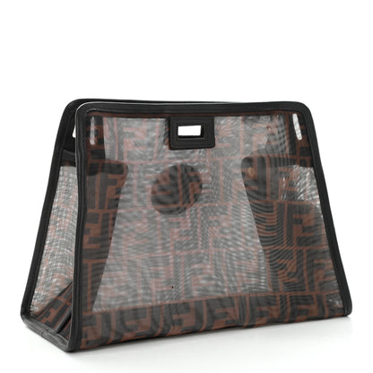 Fendi Mesh Vitello Century FF 1974 Mini Peekaboo Defender Cover Marrone Black Ebano 4 of 11