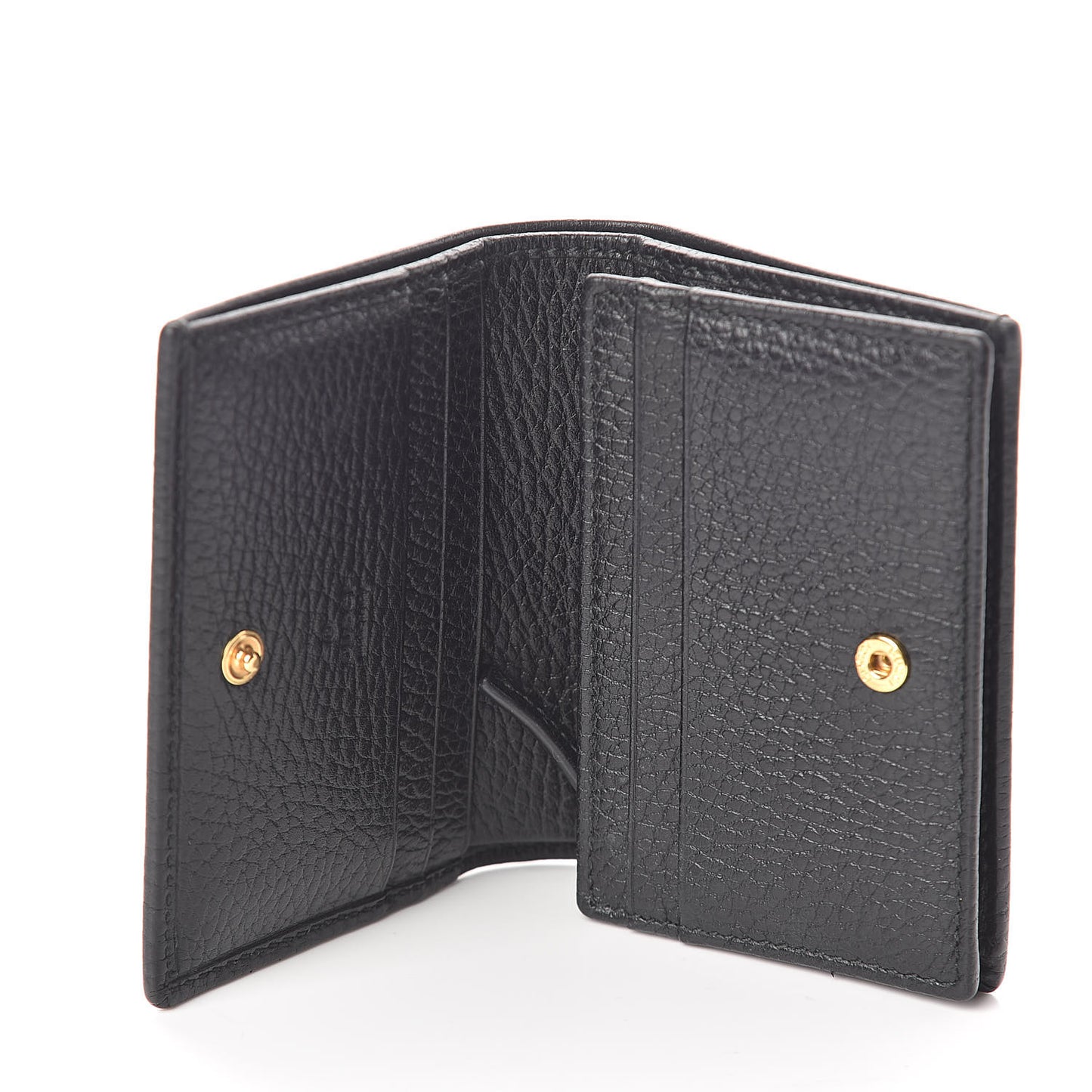 Pebbled Calfskin GG Marmont Card Case Black