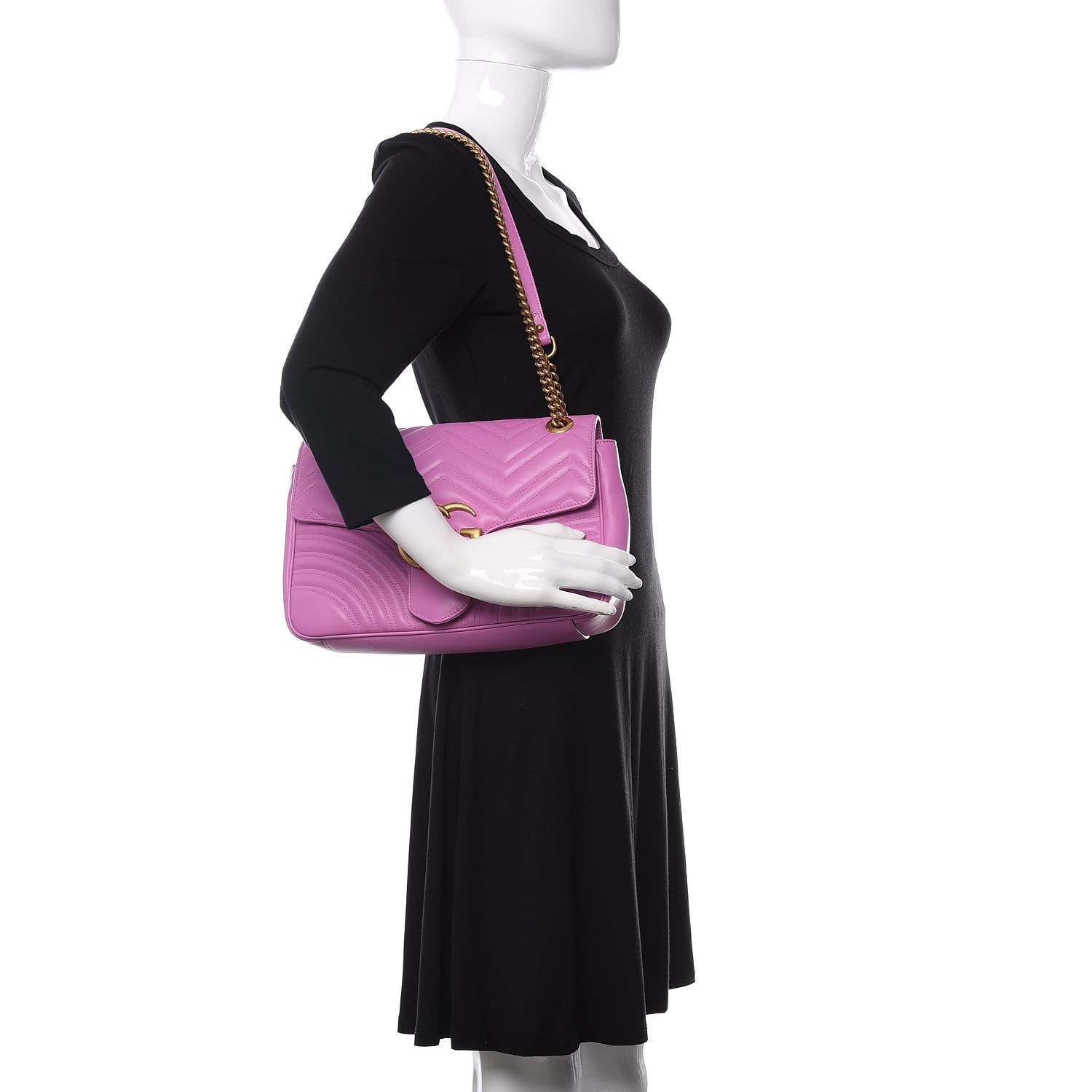 Gucci Calfskin Matelasse Medium GG Marmont Shoulder Bag Candy Mousse 2 of 12