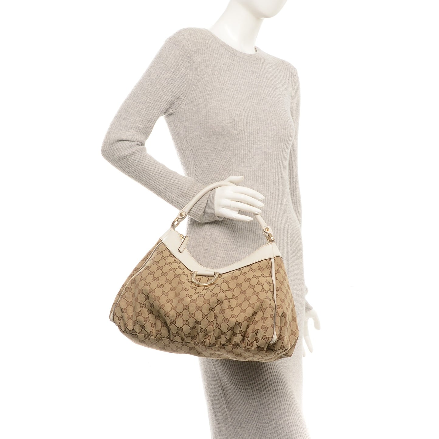 Monogram Large D Gold Ring Hobo Off White