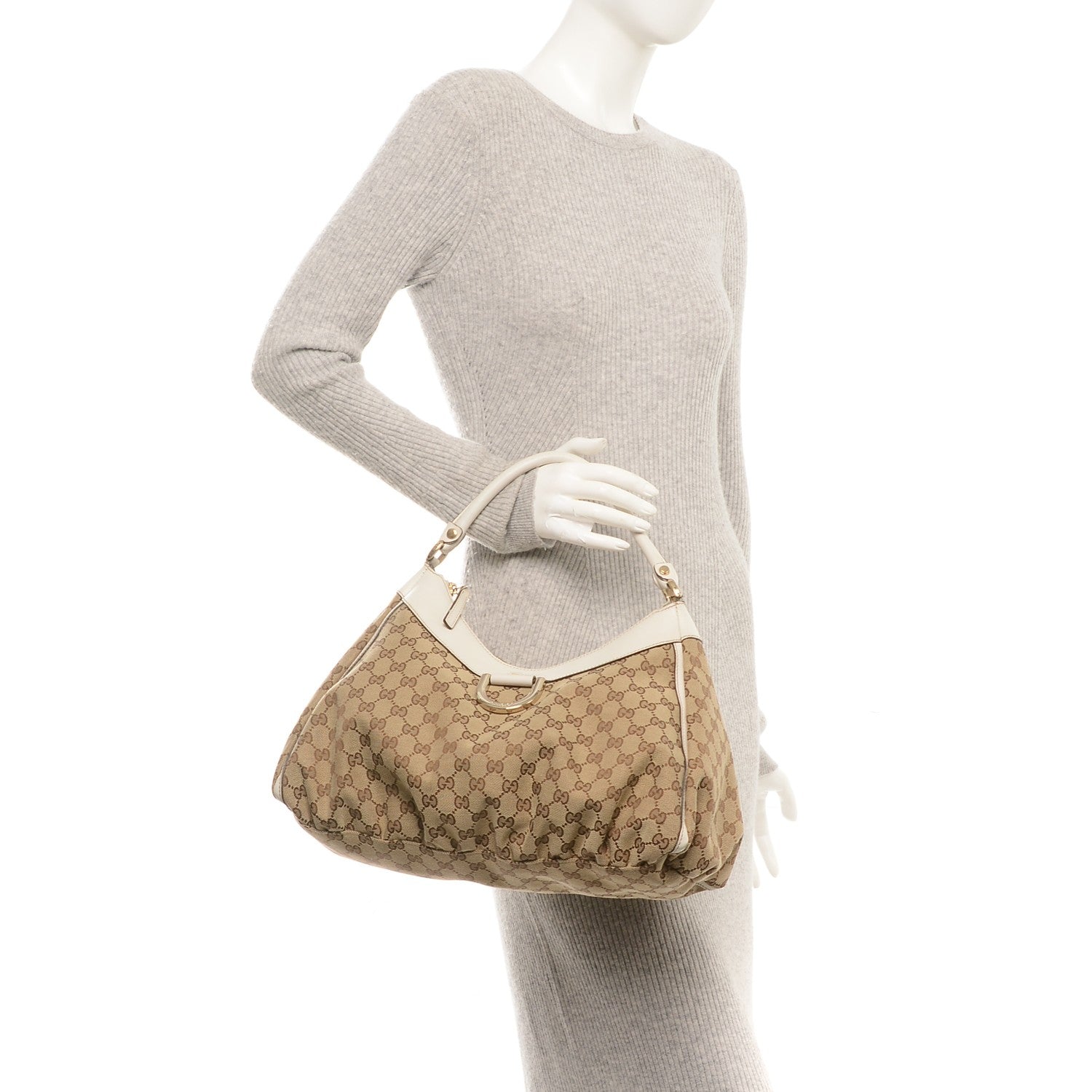 Gucci Monogram Large D Gold Ring Hobo Off White 2 of 6