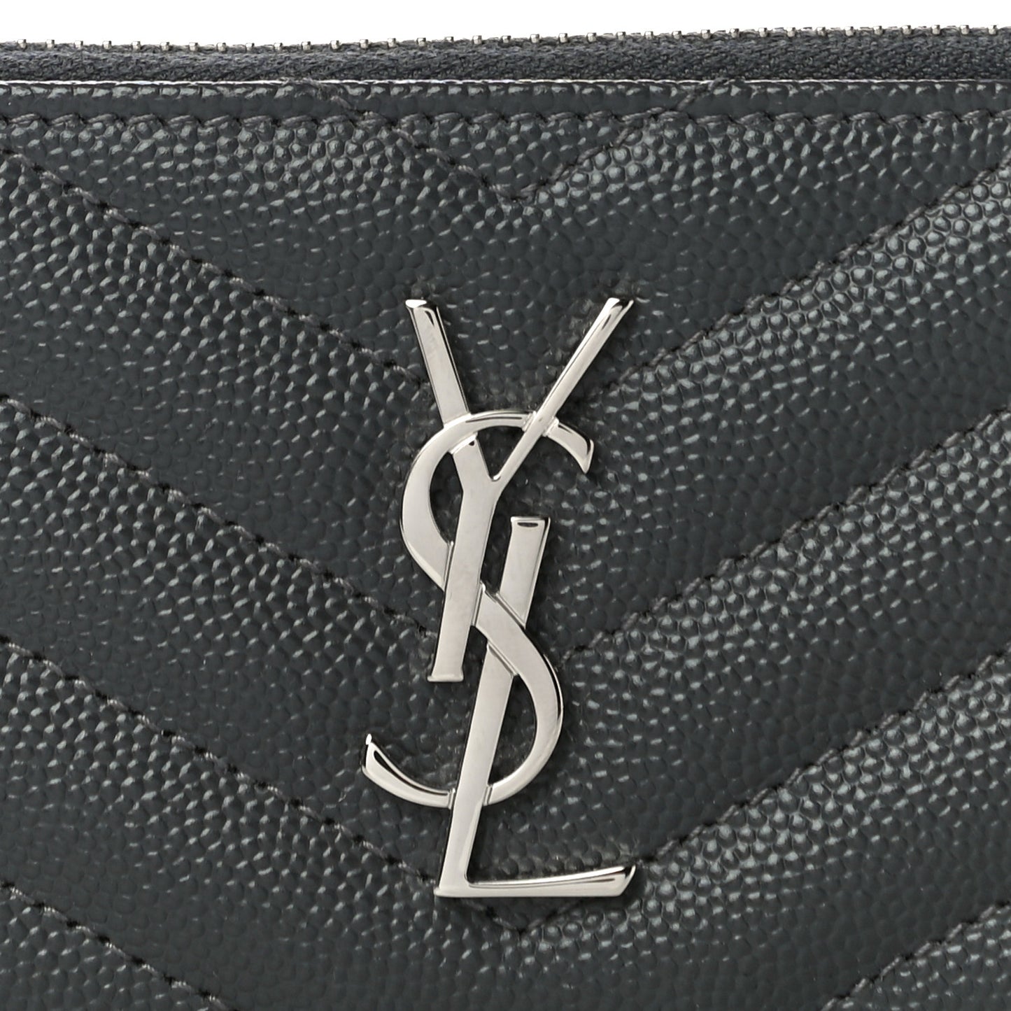 Grain De Poudre Matelasse Chevron Monogram Fragments Zippered Card Case Fog