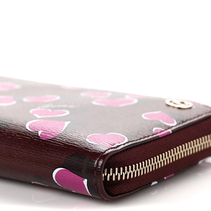Gucci Calfskin Heartbeat Print Zip Around Wallet New Wine 8 of 9